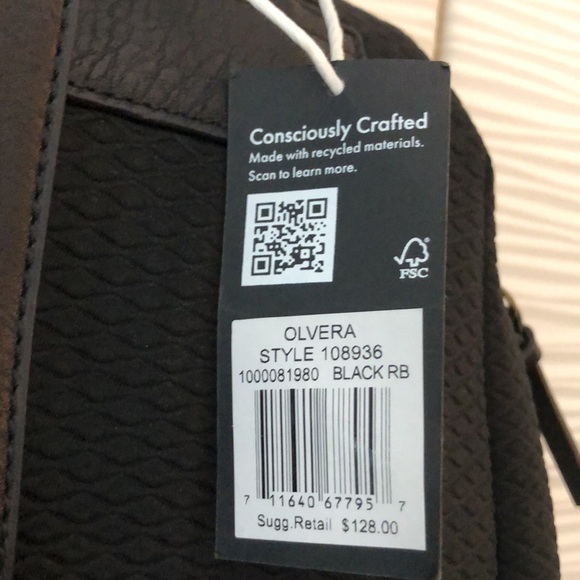 NWT the sak neoprene/scuba-style black diamond-patterned backpack. - Picture 8 of 12